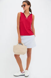 Red Sleeveless Performance Jersey Caroline Polo